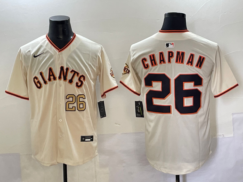 Men 2025 San Francisco Giants 26 Chapman cream Nike MLB Jersey style 34